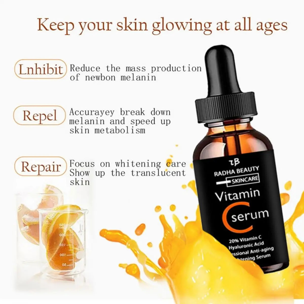 Vitamin C serum Face Serum Long Lasting Moisturizing Improve Roughness Lighten Spots