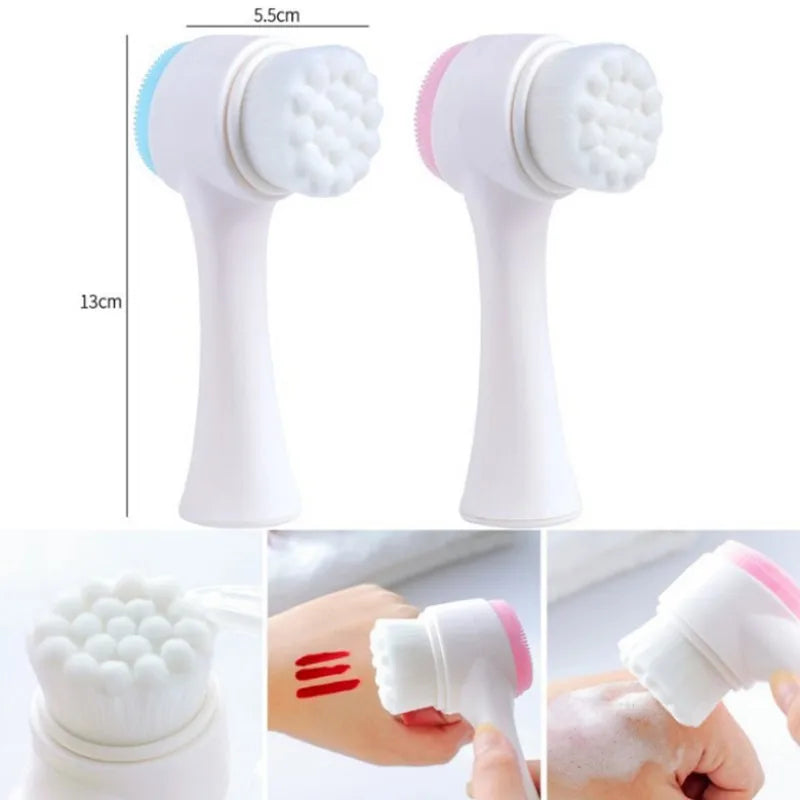 3D Bilateral Silicone Facial Cleanser Manual Massage Face Brush Cleaning Tools