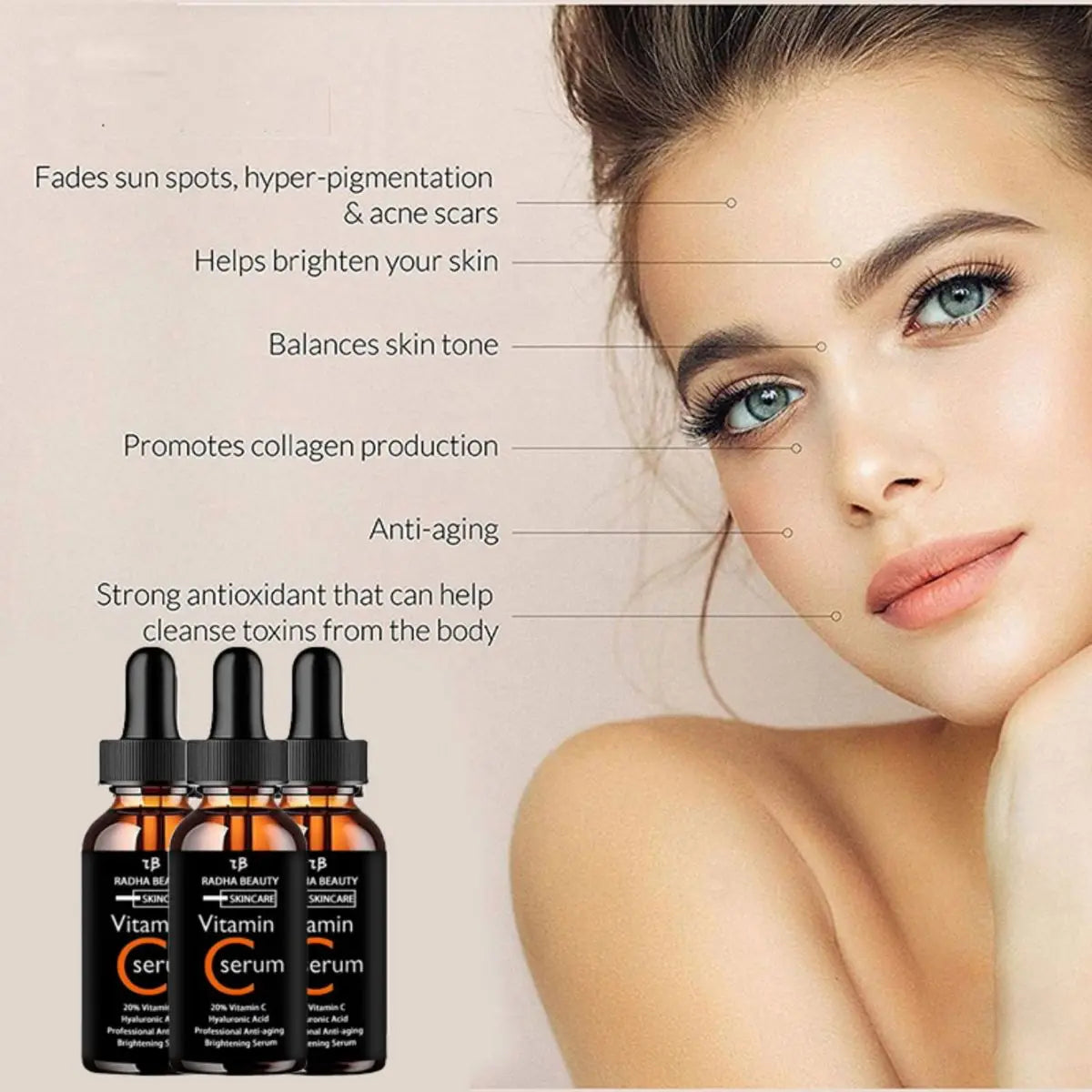 Vitamin C serum Face Serum Long Lasting Moisturizing Improve Roughness Lighten Spots